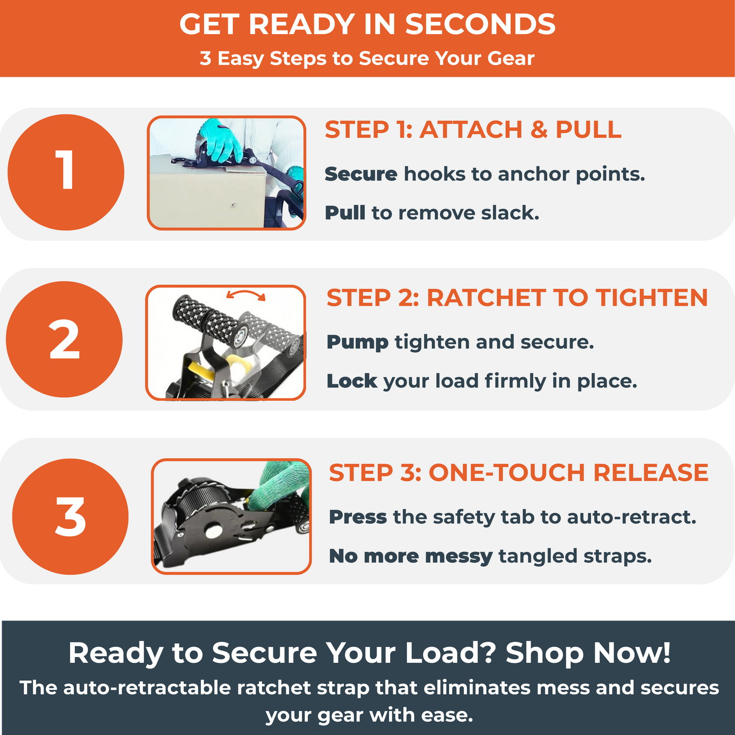 Retractable Ratchet Strap